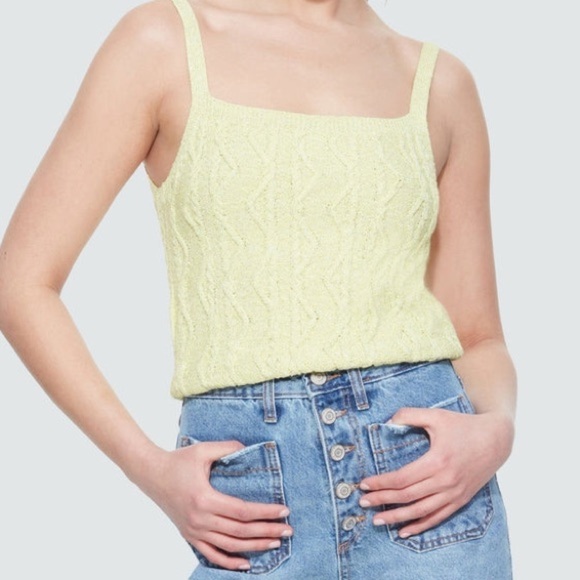 NWT DEX LIME SPARKLE KNIT CAMISOLE TRENDY BOUTIQUE BRAND BEACHY VACATION TANK - Picture 1 of 9